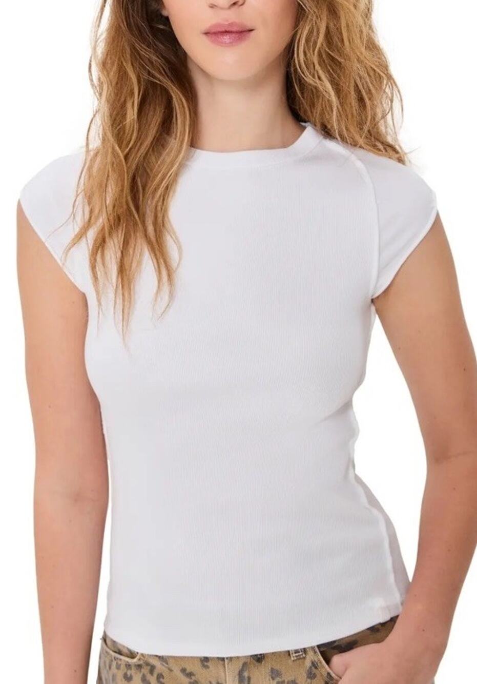 Free People We The Free Women's Ever Had Ribbed Tee Top in White size M